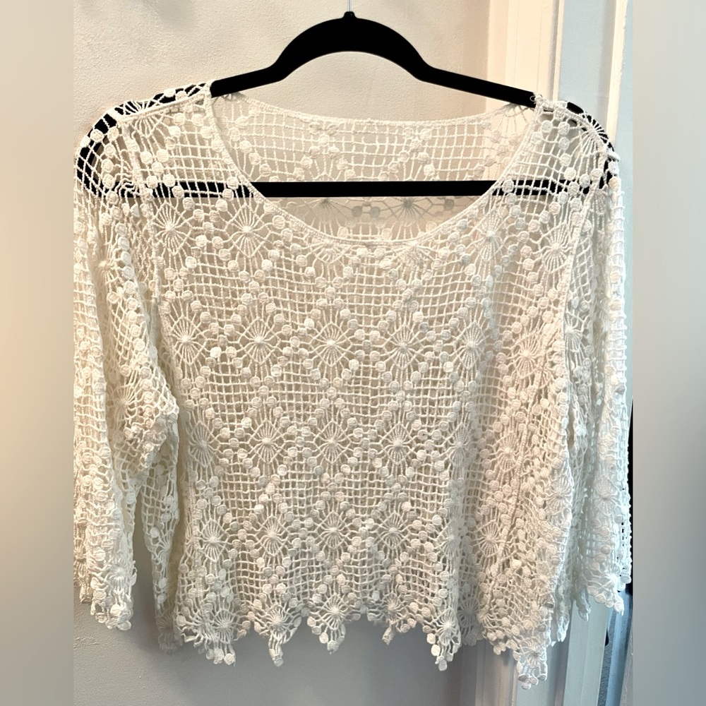 Handmade Greek White Crochet Top